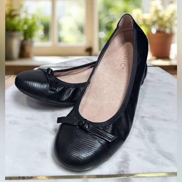 VIONIC Amorie Leather knotted vamp bow Ballet Flat Slip On Shoes Womens 6 EU 36 - Picture 1 of 12